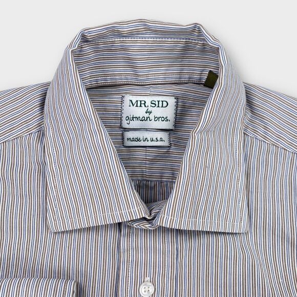Gitman Bros Mr Sid Dress Shirt Mens 15 - 34 Striped Button Up Spread Made in USA - Picture 6 of 11